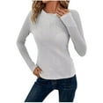 thumbnail image 1 of Darzheoy Womens Tops Hollow Out Drop Shoulder Round Neck Comfortable Pullover Sweatshirts Long Sleeve Slim Hoodless Fall Winter Lightweight Blouses, 1 of 7