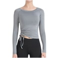 thumbnail image 1 of Darzheoy Womens Tops Long Sleeve Pullover Round Neck Fall Winter Casual Yoga Athletic Clothes Skinny Slim Solid Color Hoodless Drop Shoulder Blouses, 1 of 4