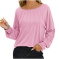 thumbnail image 1 of Darzheoy Womens Tops Loungewear Pleated Solid Color Pullover Long Sleeve Comfortable T-Shirt Thermal Casual Loose Blouses, 1 of 7