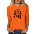thumbnail image 1 of Darzheoy Womens Tops Loungewear Pullover Round Neck Plus Size Fall Winter Sweatshirts Solid Color Graphic Printed Loose Mid-Length 3/4 Sleeve Casual Blouses, 1 of 4