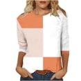 thumbnail image 1 of Darzheoy Womens Tops Mid-Length 3/4 Sleeve Lightweight Stripped Printed Patchwork Color Hoodless Sweatshirts Fall Pullover Fashion Blouses, 1 of 5