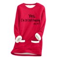 thumbnail image 1 of Darzheoy Womens Tops Printed Christmas Versatile Fall Winter Fashion Long Sleeve Sweatshirts Casual Thickened Plush Pocket Thermal Solid Color Graphic Blouses, 1 of 4