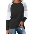 thumbnail image 1 of Darzheoy Womens Tops Round Neck Fall Winter Long Sleeve Casual Trendy Sweatshirts Pullover Drop Shoulder Loose Loungewear Patchwork Color Blouses, 1 of 9