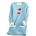 thumbnail image 1 of Darzheoy Womens Tops Round Neck Solid Color Christmas Graphic Trendy Long Sleeve Comfortable Sweatshirts Thermal Plush Thickened Pullover Printed Fall Winter Blouses, 1 of 1