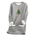 thumbnail image 1 of Darzheoy Womens Tops Round Neck Solid Color Christmas Graphic Trendy Long Sleeve Comfortable Sweatshirts Thermal Plush Thickened Pullover Printed Fall Winter Blouses, 1 of 3