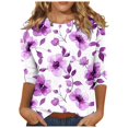 thumbnail image 1 of Darzheoy Womens Tops Seamless Floral Graphic Pullover Drop Shoulder Fall Winter Sweatshirts Casual Loose Printed Hoodless Mid-Length 3/4 Sleeve Blouses, 1 of 4