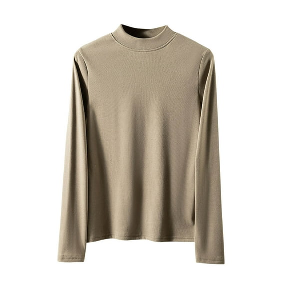 Darzheoy Womens Tops Trendy Casual Pullover Long Sleeve Loose Sweatshirts Solid Color Plush Versatile Round Neck Hoodless Fall Winter Thermal Blouses