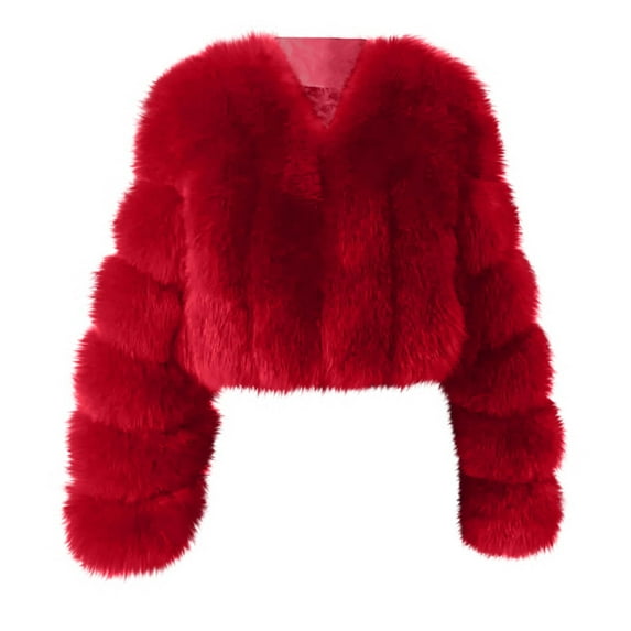 Darzheoy Womens Winter Outerwear FauxFur Long Sleeve Crop Jacket ShaggyCoat Open Front Cardigans