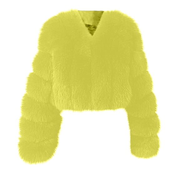 Darzheoy Womens Winter Outerwear FauxFur Long Sleeve Crop Jacket ShaggyCoat Open Front Cardigans