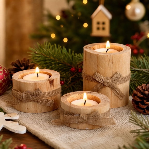 Darzheoy Wooden Candlestick Holder, Tree Stump Candle Stand Decoration, Household Interior Accent Ornament, Bedroom Nightstand Shelf Decor for Home