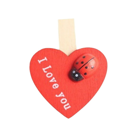 Darzheoy Wooden Clothespins Wooden Clips Red Heart Multi-Function Photo Paper Peg Pin Craft Clips 10 pcs