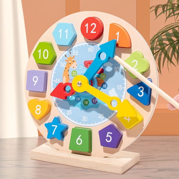Darzheoy Wooden Magnetic Digital Clock Ornament, Interactive Learning Toy for Kids, Montessori Time Teaching Tool, Colorful Removable Number Blocks