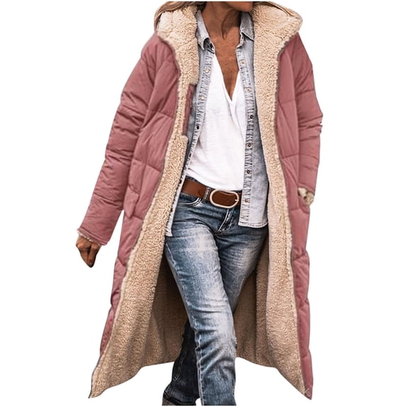Darzheoy Zip Up Hoodies for Women Fleece Jackets Long Warm Hoodie Womens Hooded Tunic Winter Down Coats with Pockets