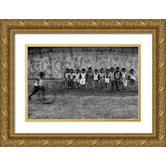 Das, Avishek 18x13 Gold Ornate Wood Framed with Double Matting Museum Art Print Titled - Child Game
