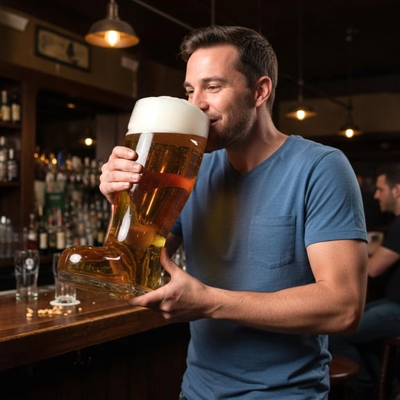 Das Boot Glasses Set of 2, Beer Glasses Giant 2 Liter, Oversized German Style Stein for Oktoberfest, Themed Parties, & Holiday Dcor