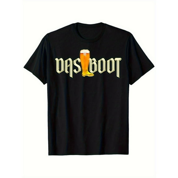 Das Boot Pattern Tee Top Black S-5XL German Beer Graphic 100%Cotton Oktoberfest Vintage Humorous Comfortable
