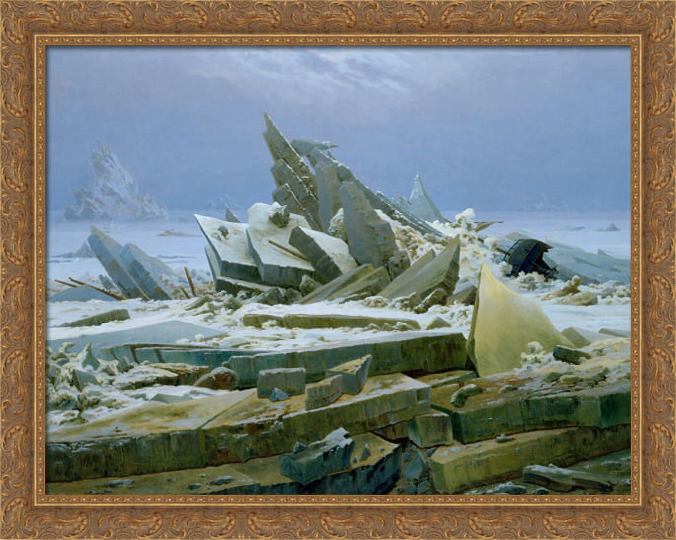 Das Eismeer 36x28 Large Gold Ornate Wood Framed Canvas Art by Caspar