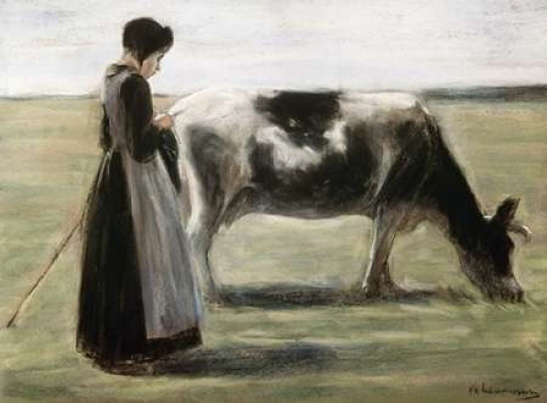 Das Madchen Mit Der Kuh Canvas Art - Max Liebermann (18 x 24)