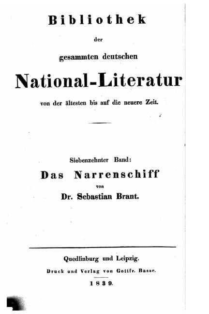 Das Narrenschiff Von Dr. Sabastian Brant, (Paperback)