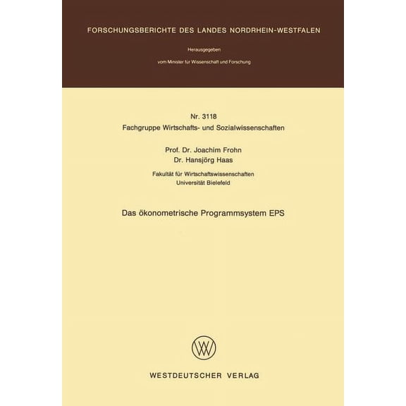 Das konometrische Programmsystem EPS, (Paperback)