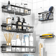 Shower Caddy - Adhesive Shower Organizer, Hanging Suction Black Shower Shelves Rack, Inside Shower Rack Holder, Bathroom Decor Organization Storage Accessories, Home Essentials Gadgets