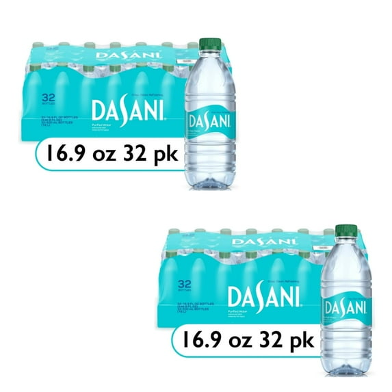 Dasani Purified Water Bottles, 16.9 fl oz, 32 Pack, (Pack of 2)