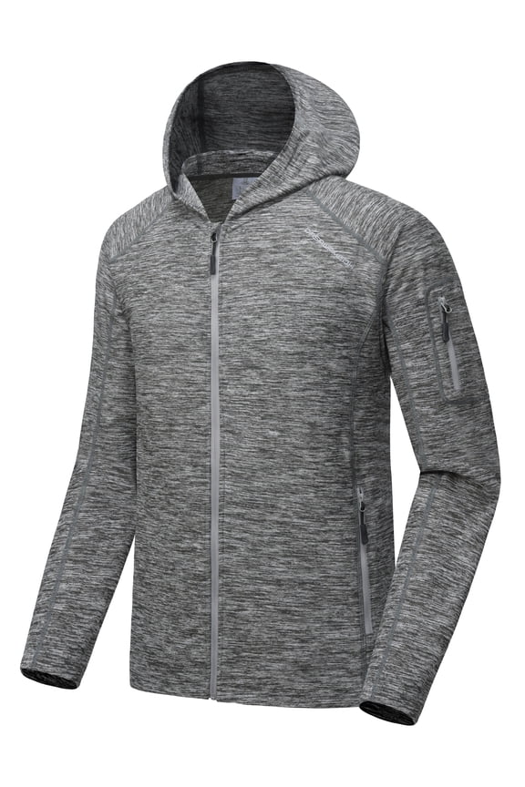 Men's Running Sport Track Hooded Jacket Full Zip Workout Athletic Fitness Jackets for Training Gray Heather XL