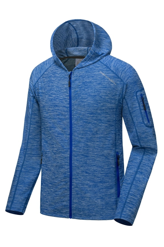 Men's Running Sport Track Hooded Jacket Full Zip Workout Athletic Fitness Jackets for Training Imperial Blue Heather L