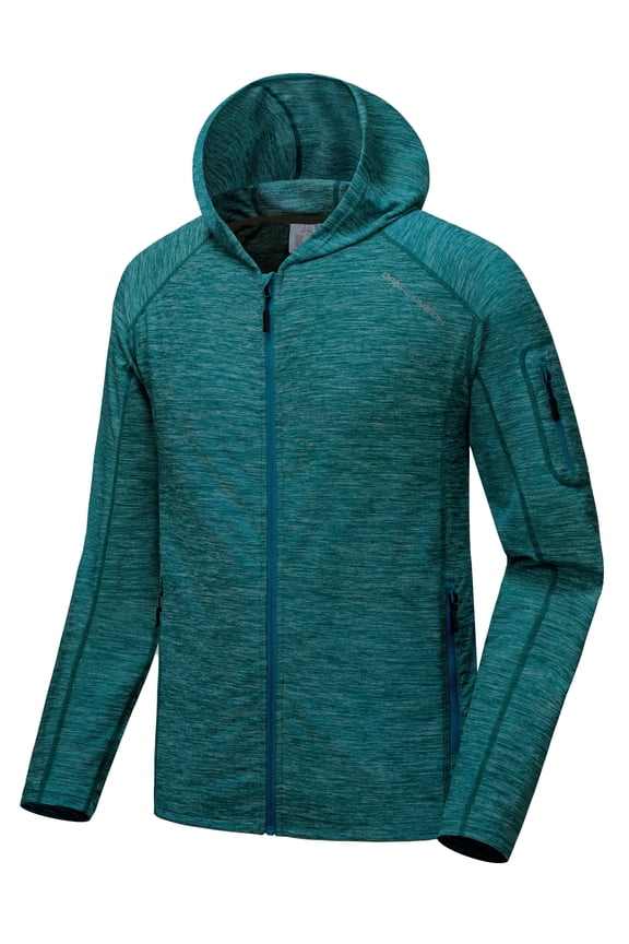 Men's Running Sport Track Hooded Jacket Full Zip Workout Athletic Fitness Jackets for Training Teal Green Heather L