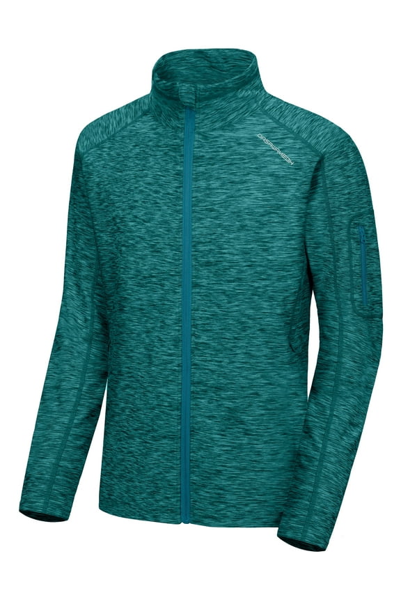 Men's Running Sport Track Jacket Full Zip Workout Athletic Fitness Jackets for Training Teal Green Heather L