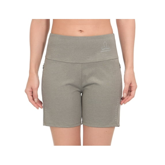 Dasawamedh Women's 5 Inch High Waisted Shorts Pockets Yoga Running Workout Gym Athletic Sage Heather M