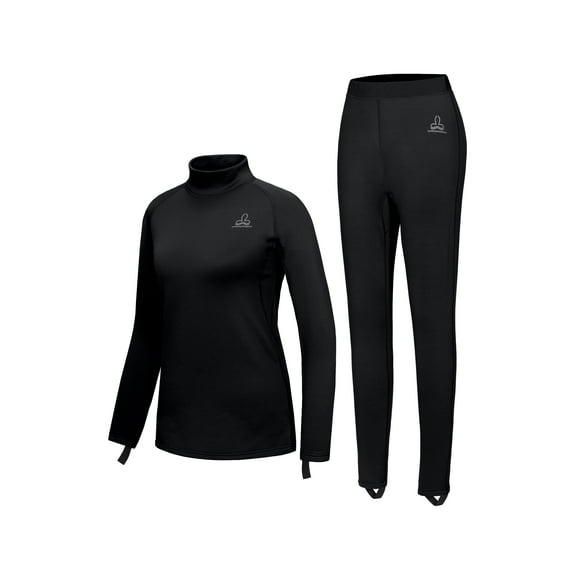 Dasawamedh Women's Fleece Thermal Underwear Set Lightweight Warm Base Layers Long Johns for Hiking Skiing Diving, Black S