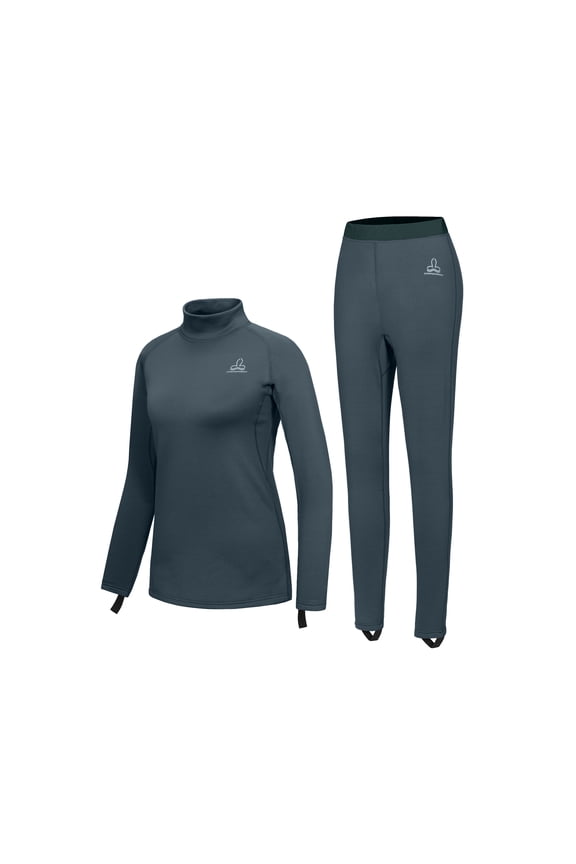 Dasawamedh Women's Fleece Thermal Underwear Set Lightweight Warm Base Layers Long Johns for Hiking Skiing Diving, Blue XXL