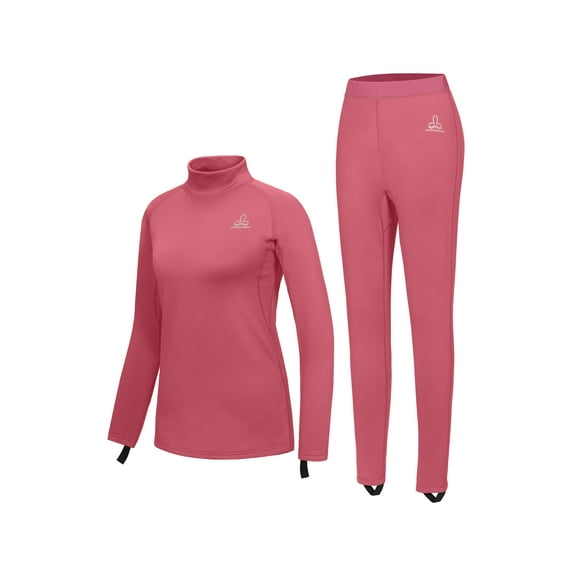 Dasawamedh Women's Fleece Thermal Underwear Set Lightweight Warm Base Layers Long Johns for Hiking Skiing Diving, Watermelon Red XL