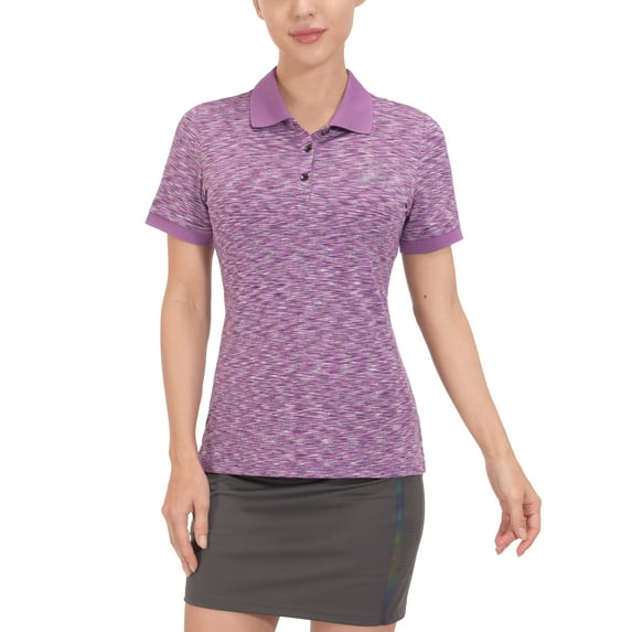 Dasawamedh Women's Quick Dry Golf Shirt Short Sleeve Polo Shirt Stretch Moisture Wicking UV Protection Sports Tennis T-Shirt Dahlia Heather M