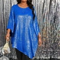 thumbnail image 1 of Dasayo 3/4 Sleeve Ladies Tops and Blouses Plus Size Blue Shirring Hem Solid Dressy Blouses Womens Shirts XXL, 1 of 9
