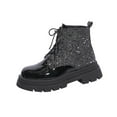 thumbnail image 1 of Dasayo Ankle Booties for Women Chunky Motorcycle Black Sparkle Low Heel Riding Lace up Boots Shoes Women 36, 1 of 9