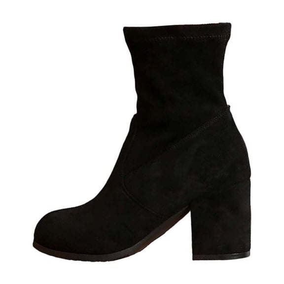 Dasayo Ankle Booties for Women Dressy Black Wide Calf Comfort Block Heel Pointed Toe Boots Ladies Shoes 36