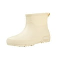thumbnail image 1 of Dasayo Ankle Booties for Women Waterproof Rain Beige Flat Heel Slip on Fall Booties Womans Shoes 35, 1 of 9