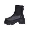 thumbnail image 1 of Dasayo Ankle Boots for Women Chunky Black Low Heel Faux Leather Round Toe Comfy Casual Boots Womans Shoes 41, 1 of 9