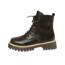 Dasayo Ankle Ladies Boots Black Chunky Low Heel Lace up Motorcycle Slip on Side Zip Boots Shoes Women 36