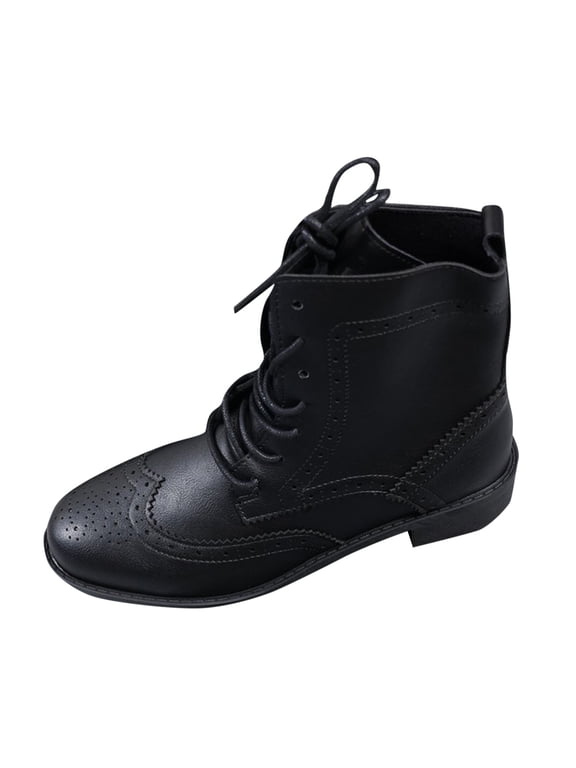 Ankle Woman Boots Black Chelsea Western Pointed Toe Lace up Faux Leather Dressy Boots Womans Shoes 36