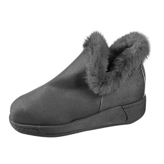 Dasayo Ankle Womans Boots Snow Gray Fuzzy Comfortable House Winter Ski Boots Womans Shoes 41