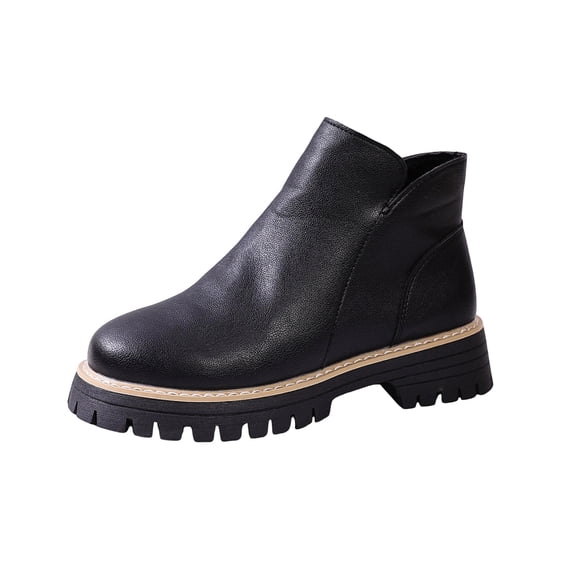Dasayo Ankle Women Boots Footwear Black Chelsea Cowgirl Faux Leather Side Zipper Western Booties Women's Shoes 36