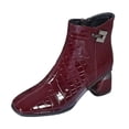 thumbnail image 1 of Dasayo Ankle Women Boots Red Dress Buckle Square Toe Block Heel Faux Leather Boots Shoes Women 40, 1 of 5
