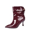 thumbnail image 1 of Dasayo Ankle Women's Boots Red Wide Width Slouch Snip Toe Dressy High Heel Faux Leather Boots Women's Shoes 38, 1 of 9