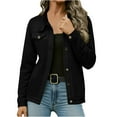 thumbnail image 1 of Dasayo Barn Women Coats Black Suede Motorcycle Collared Fashion Buttons Jacket Shackets for Women 2025 L, 1 of 9
