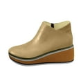 thumbnail image 1 of Dasayo Beige Booties for Women Wide Calf Ankle Slip on Side Zipper Faux Leather Block Heel Casual Booties Women Shoes 35, 1 of 3