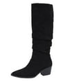 thumbnail image 1 of Dasayo Black Ladies Boots Dress Slouch Mid-Calf Wide Calf Pointed Toe Low Heel Boots Shoes for Women 35, 1 of 9