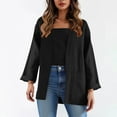 thumbnail image 1 of Dasayo Black Tops for Women Trendy Open Front Fall Long Sleeve Solid Pocket Cardigans Womens Sweatshirt L, 1 of 8